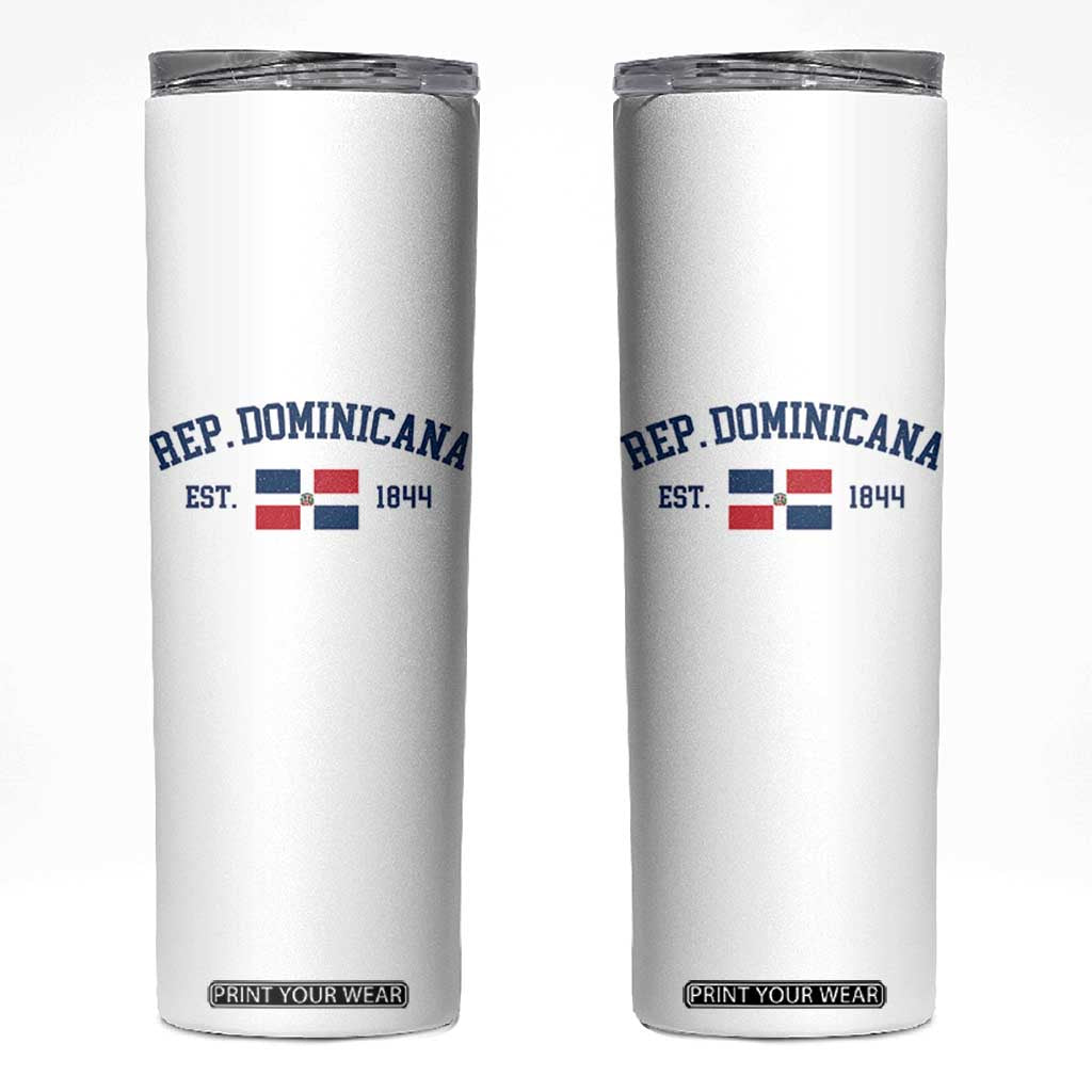 Dominican Republic Skinny Tumbler Vintage Distressed Varsity Rep Dominicana Flag TS10 White Print Your Wear
