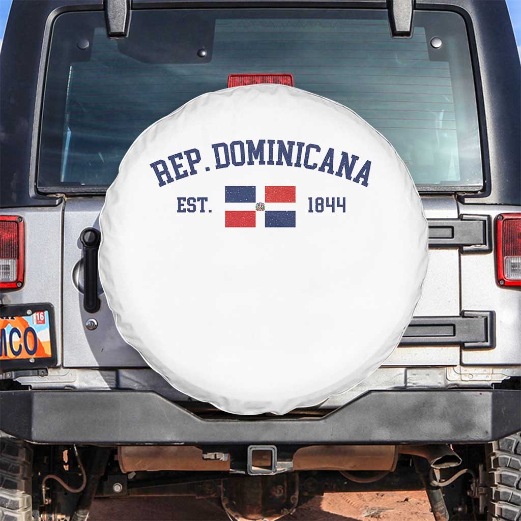 Dominican Republic Spare Tire Cover Vintage Distressed Varsity Rep Dominicana Flag TS10 No hole White Print Your Wear
