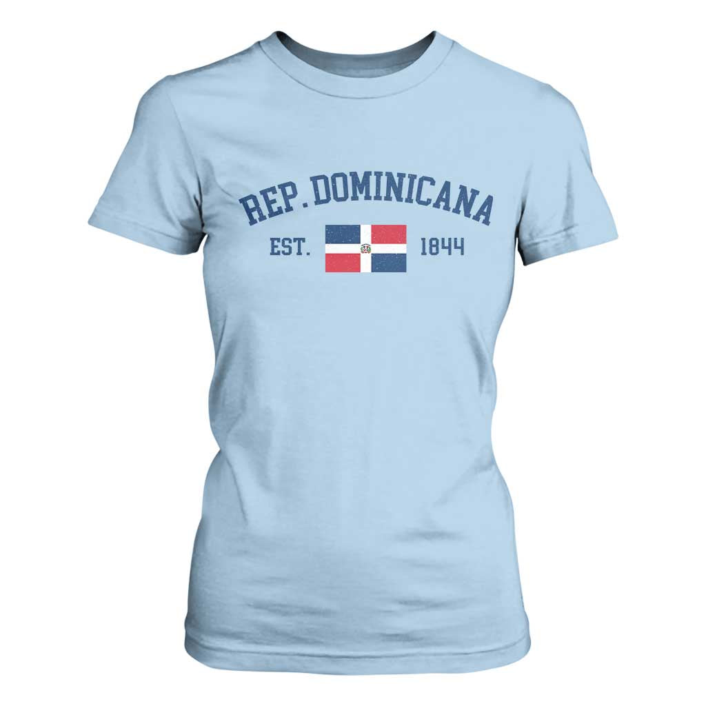 Dominican Republic T Shirt For Women Vintage Distressed Varsity Rep Dominicana Flag TS10 Light Blue Print Your Wear
