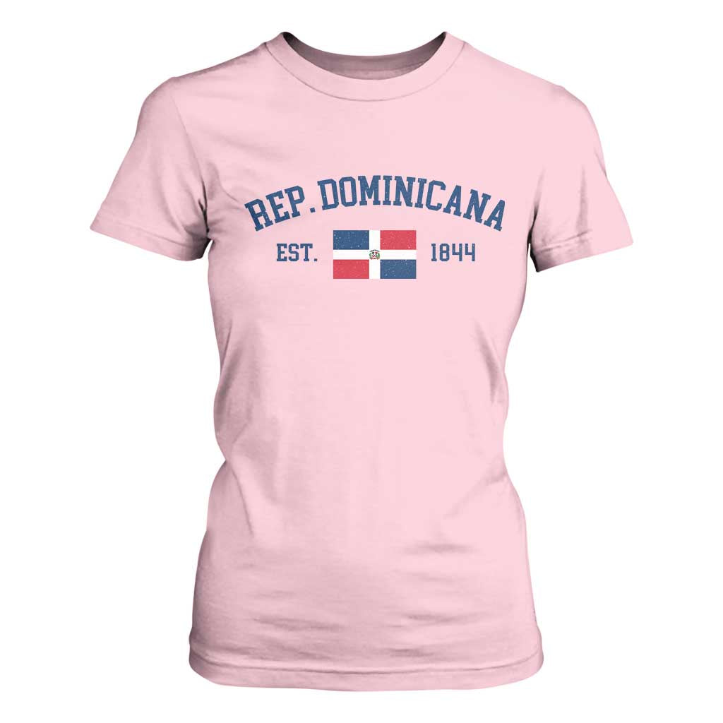 Dominican Republic T Shirt For Women Vintage Distressed Varsity Rep Dominicana Flag TS10 Light Pink Print Your Wear
