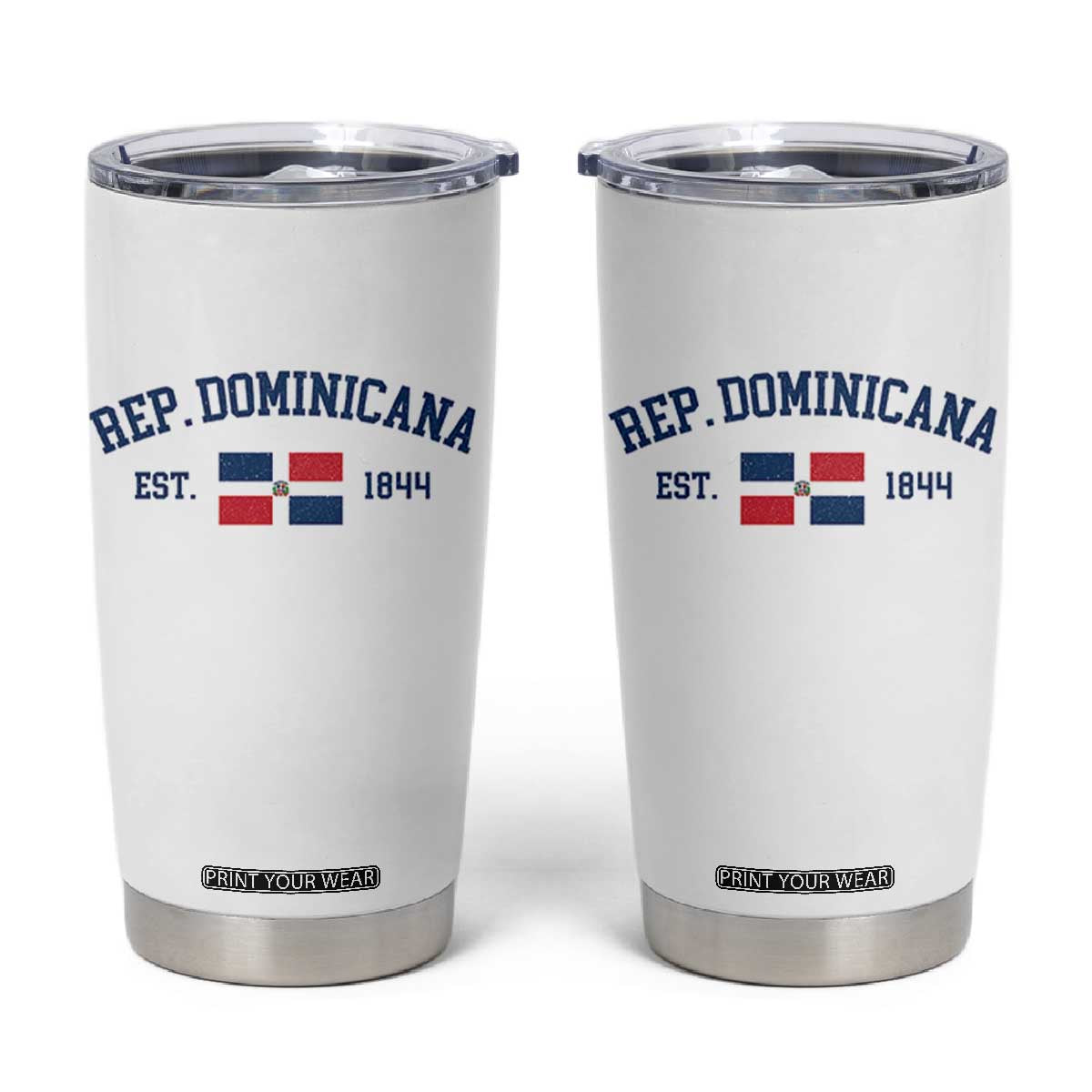 Dominican Republic Tumbler Cup Vintage Distressed Varsity Rep Dominicana Flag TS10 White Print Your Wear