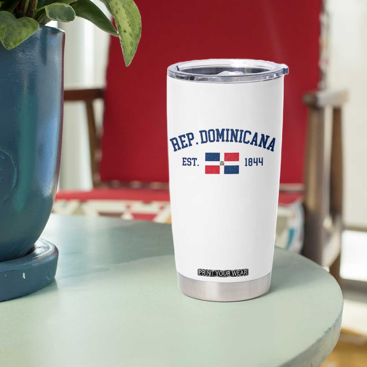 Dominican Republic Tumbler Cup Vintage Distressed Varsity Rep Dominicana Flag TS10 Print Your Wear