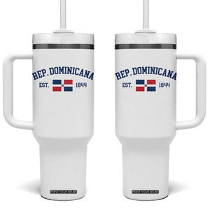 Dominican Republic Tumbler With Handle Vintage Distressed Varsity Rep Dominicana Flag TS10 One Size: 40 oz White Print Your Wear