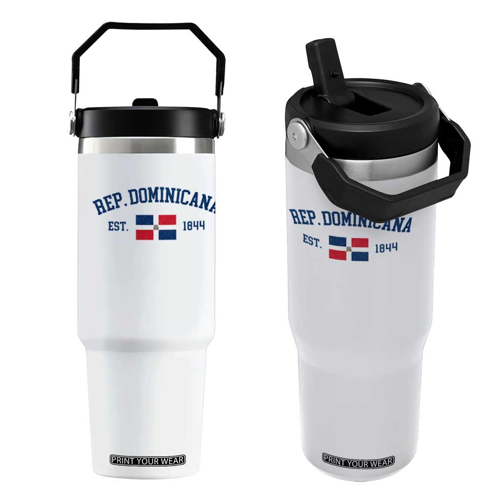 Dominican Republic Flip Straw Tumbler Vintage Distressed Varsity Rep Dominicana Flag TS10 One Size: 30 oz White Print Your Wear