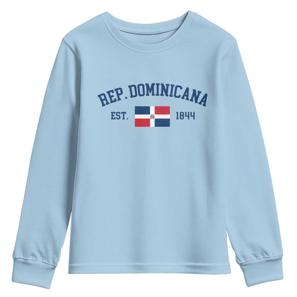 Dominican Republic Youth Sweatshirt Vintage Distressed Varsity Rep Dominicana Flag TS10 Light Blue Print Your Wear