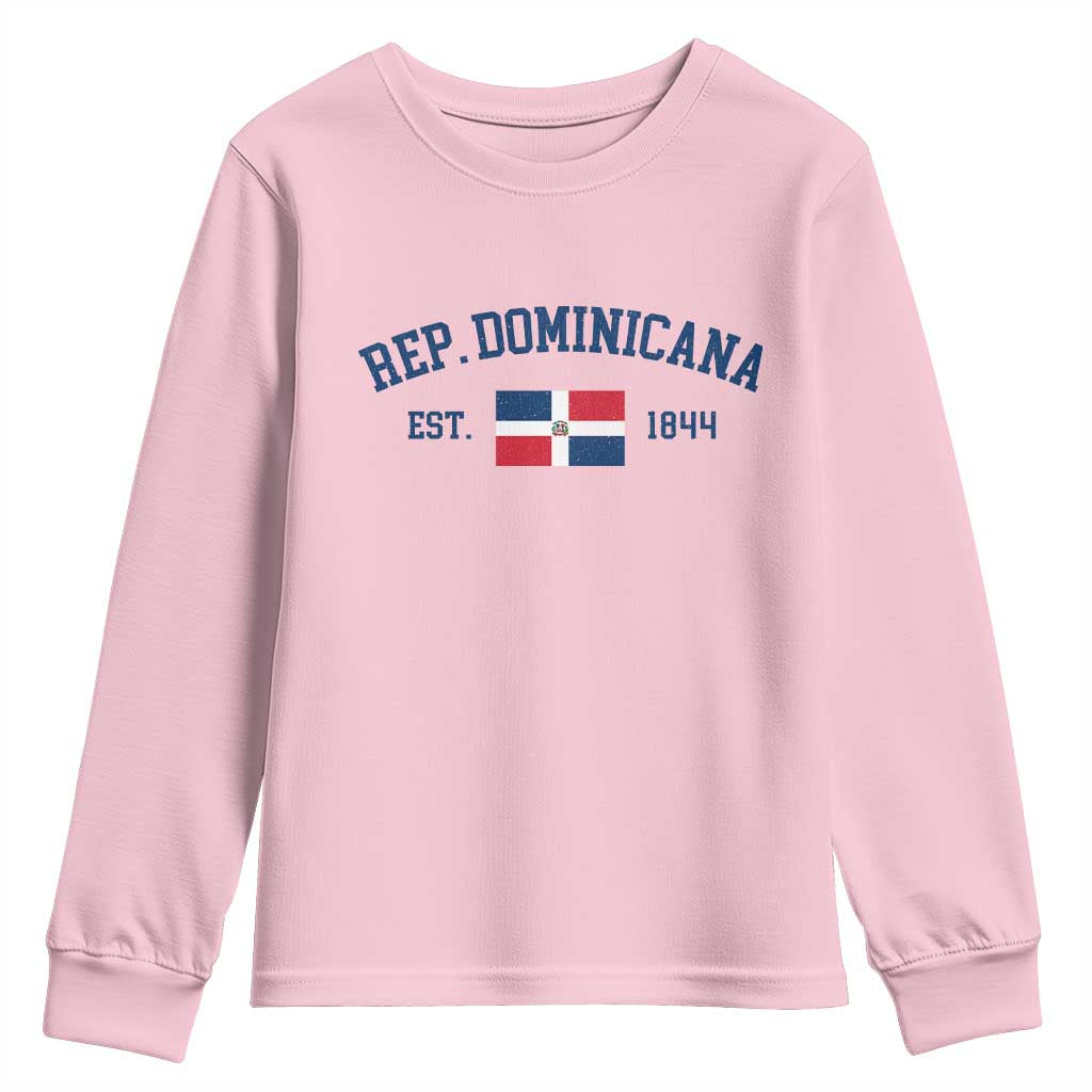 Dominican Republic Youth Sweatshirt Vintage Distressed Varsity Rep Dominicana Flag TS10 Light Pink Print Your Wear