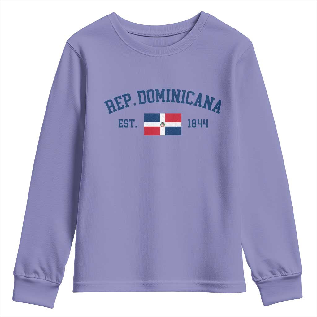 Dominican Republic Youth Sweatshirt Vintage Distressed Varsity Rep Dominicana Flag TS10 Violet Print Your Wear
