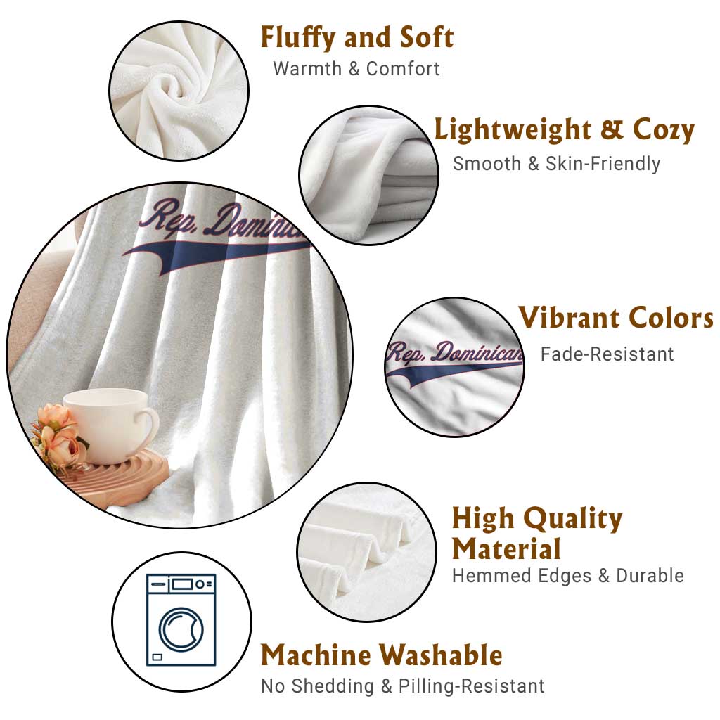 Dominican Republic Throw Blanket Rep Dominicana Vintage Flag Baseball Script TS10 Print Your Wear