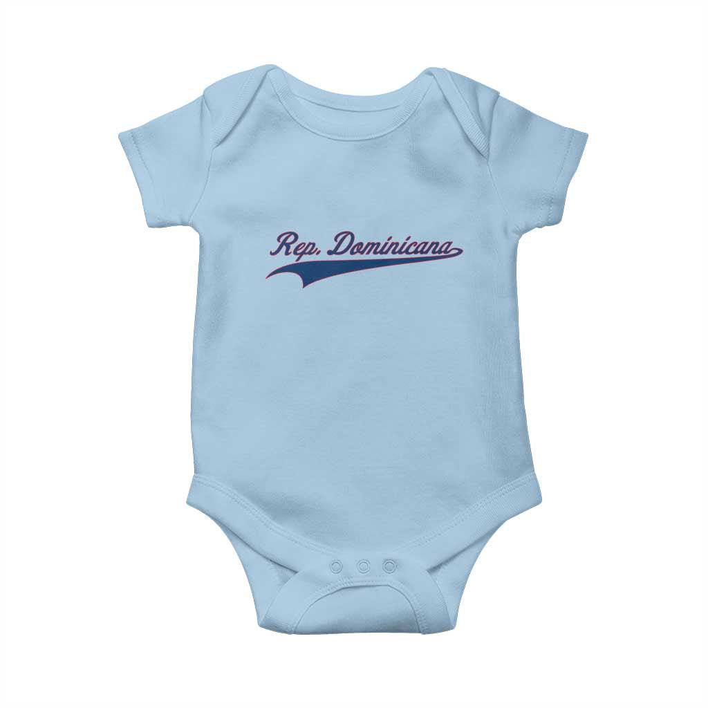 Dominican Republic Baby Onesie Rep Dominicana Vintage Flag Baseball Script TS10 Light Blue Print Your Wear