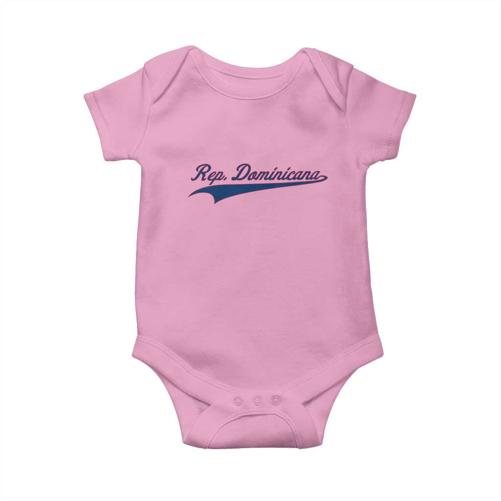 Dominican Republic Baby Onesie Rep Dominicana Vintage Flag Baseball Script TS10 Light Pink Print Your Wear