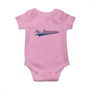 Dominican Republic Baby Onesie Rep Dominicana Vintage Flag Baseball Script TS10 Light Pink Print Your Wear