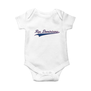 Dominican Republic Baby Onesie Rep Dominicana Vintage Flag Baseball Script TS10 White Print Your Wear