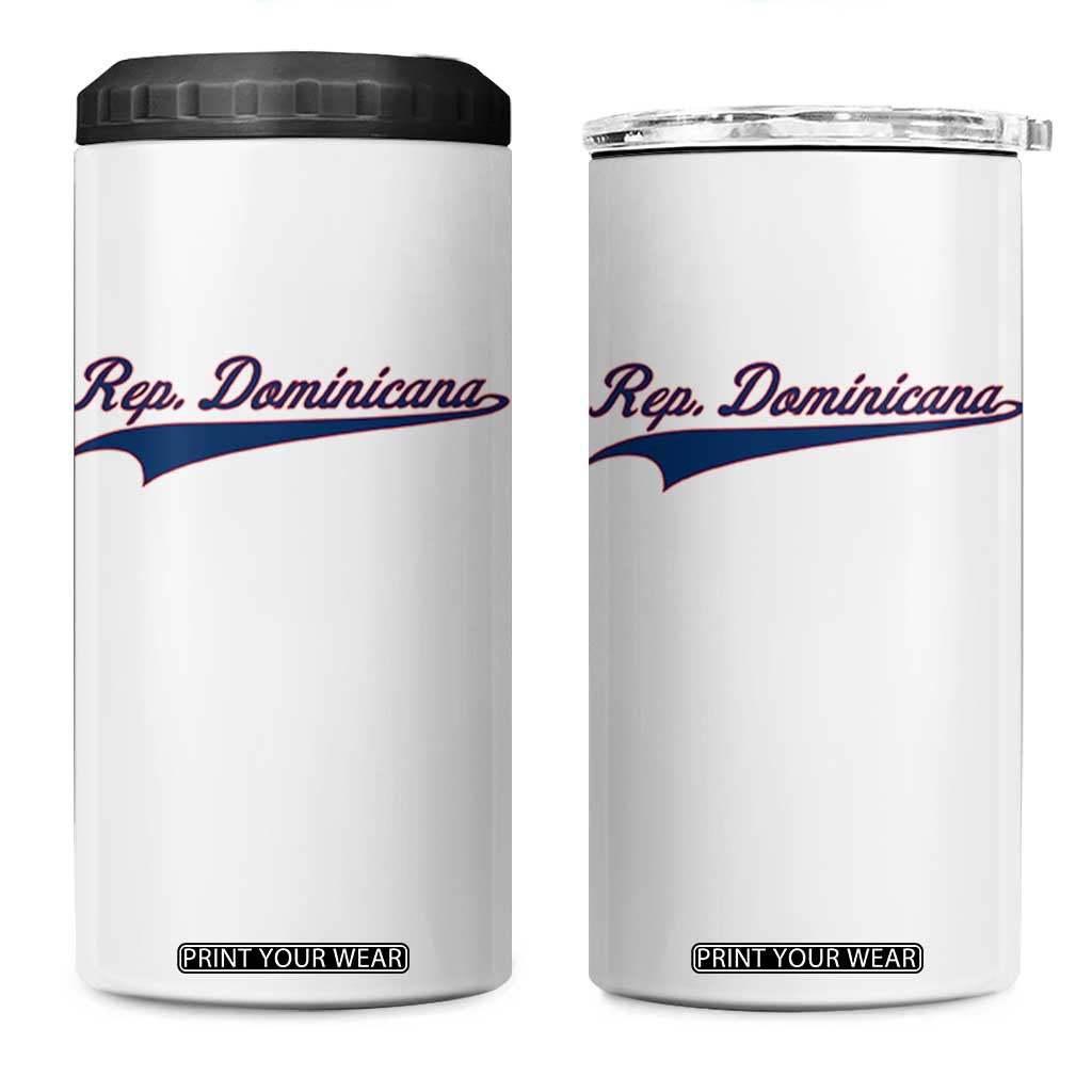 Dominican Republic 4 in 1 Can Cooler Tumbler Rep Dominicana Vintage Flag Baseball Script TS10 One Size: 16 oz White Print Your Wear