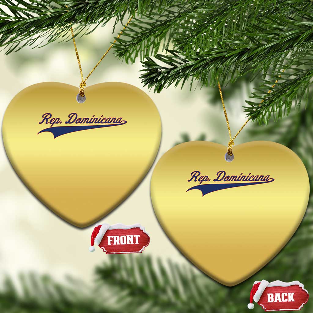 Dominican Republic Christmas Ornament Rep Dominicana Vintage Flag Baseball Script TS10 Heart Gold Print Your Wear