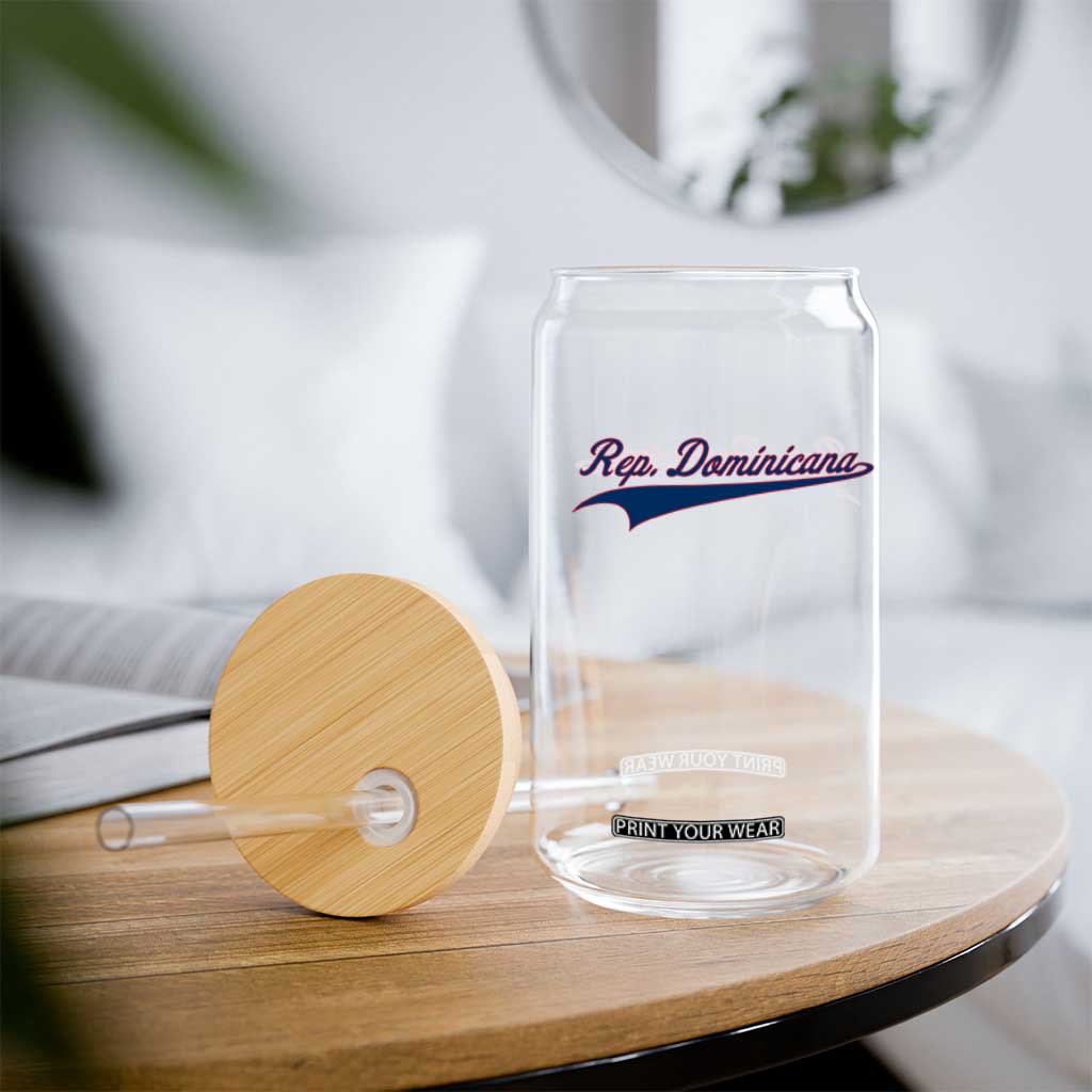 Dominican Republic Glass Can Rep Dominicana Vintage Flag Baseball Script TS10 Print Your Wear