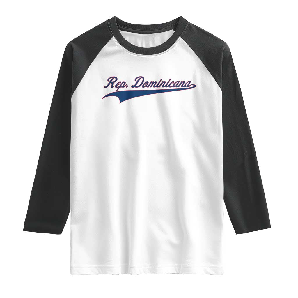 Dominican Republic Raglan Shirt Rep Dominicana Vintage Flag Baseball Script TS10 White Black Print Your Wear