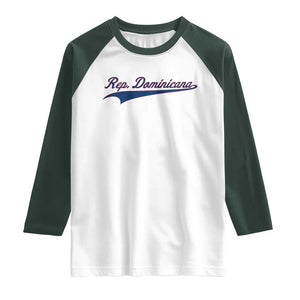 Dominican Republic Raglan Shirt Rep Dominicana Vintage Flag Baseball Script TS10 White Dark Forest Green Print Your Wear