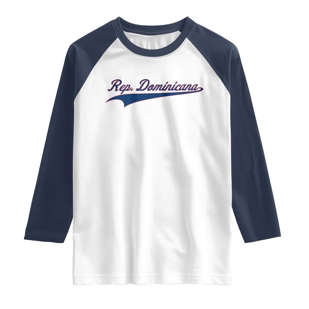 Dominican Republic Raglan Shirt Rep Dominicana Vintage Flag Baseball Script TS10 White Navy Print Your Wear