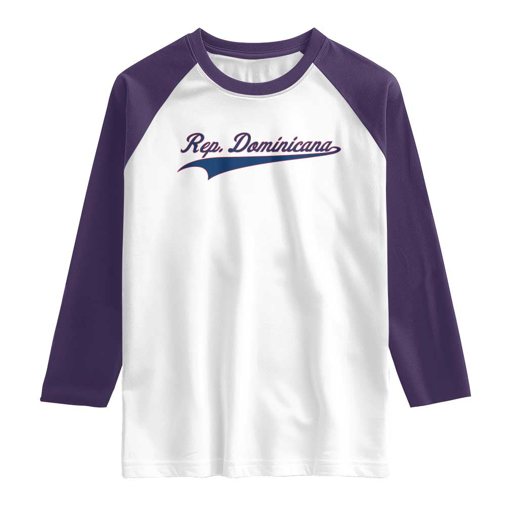 Dominican Republic Raglan Shirt Rep Dominicana Vintage Flag Baseball Script TS10 White Purple Print Your Wear