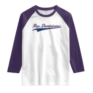 Dominican Republic Raglan Shirt Rep Dominicana Vintage Flag Baseball Script TS10 White Purple Print Your Wear