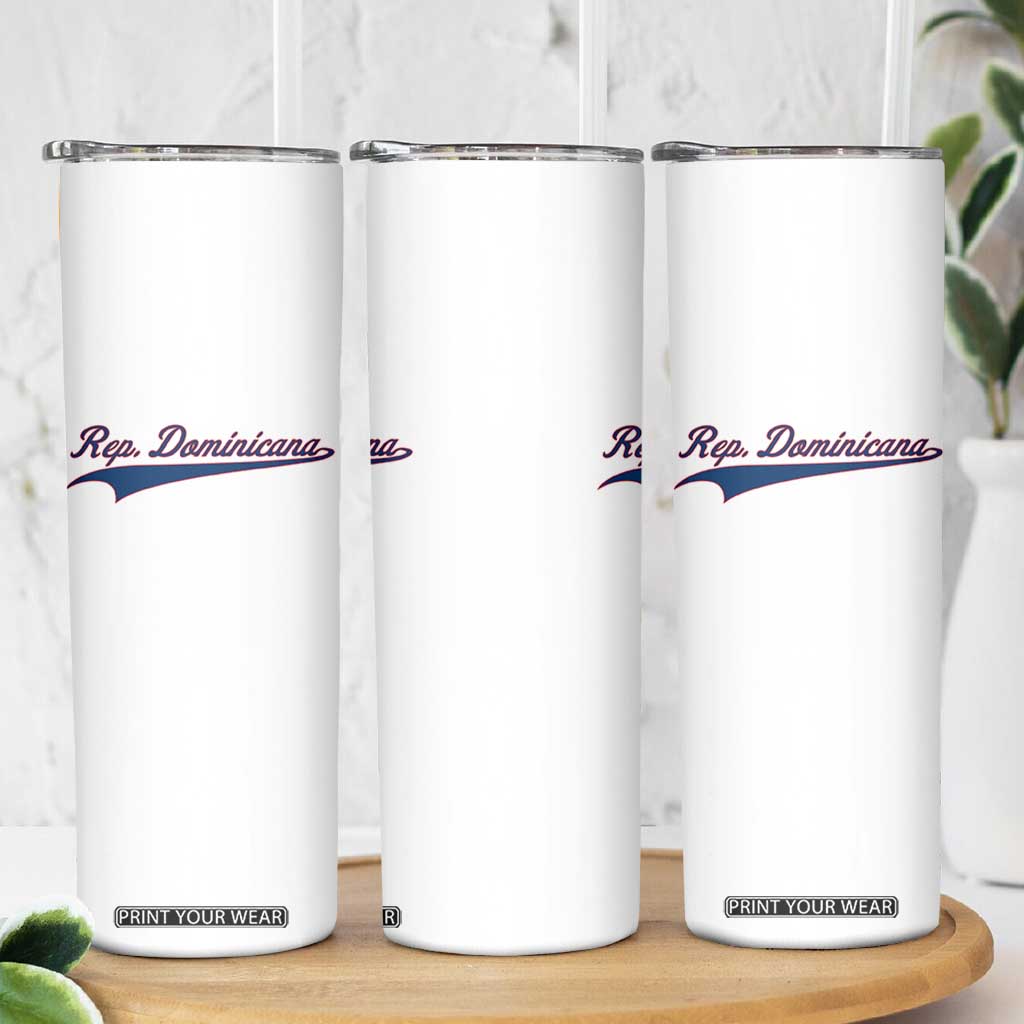 Dominican Republic Skinny Tumbler Rep Dominicana Vintage Flag Baseball Script TS10 Print Your Wear