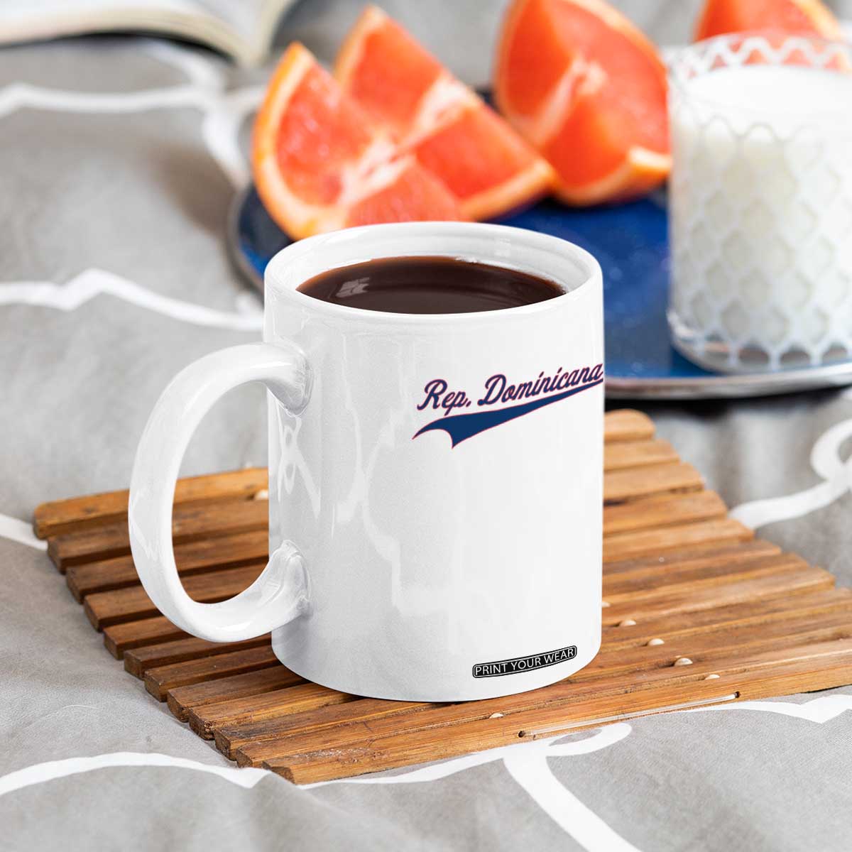 Dominican Republic Coffee Mug Rep Dominicana Vintage Flag Baseball Script TS10 Print Your Wear