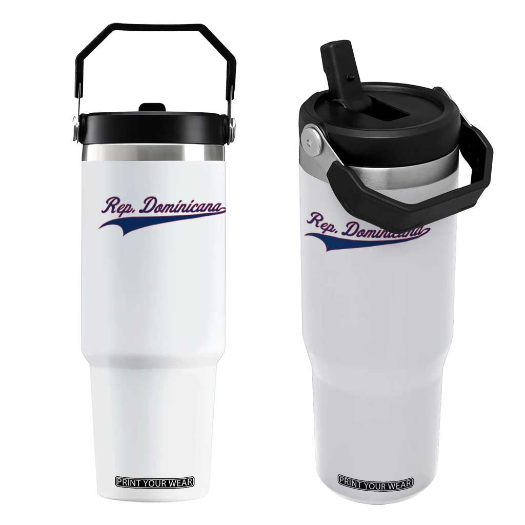 Dominican Republic Flip Straw Tumbler Rep Dominicana Vintage Flag Baseball Script TS10 One Size: 30 oz White Print Your Wear