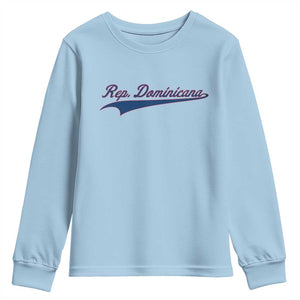 Dominican Republic Youth Sweatshirt Rep Dominicana Vintage Flag Baseball Script TS10 Light Blue Print Your Wear