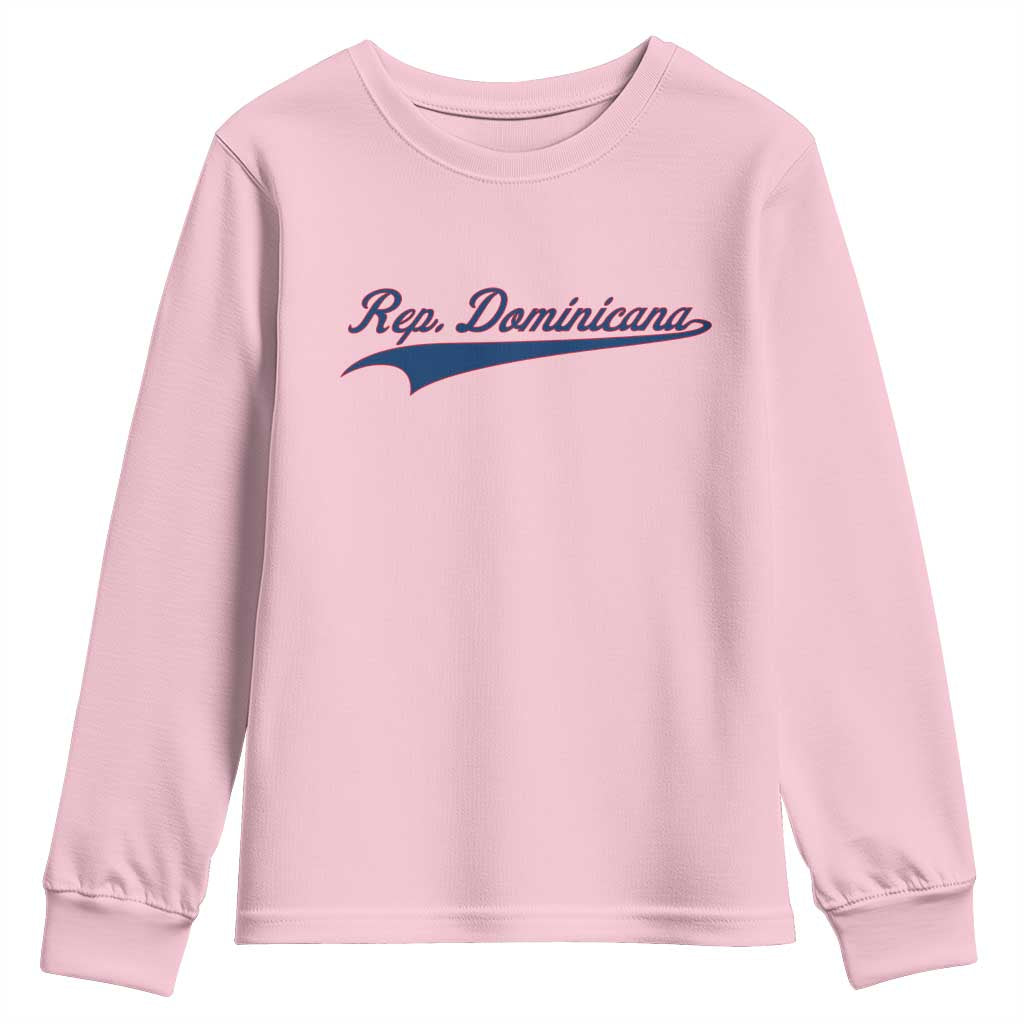 Dominican Republic Youth Sweatshirt Rep Dominicana Vintage Flag Baseball Script TS10 Light Pink Print Your Wear