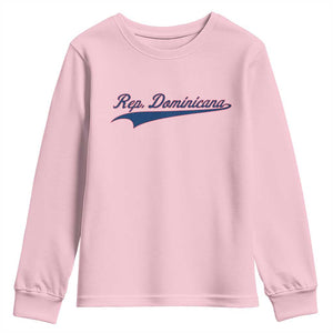 Dominican Republic Youth Sweatshirt Rep Dominicana Vintage Flag Baseball Script TS10 Light Pink Print Your Wear