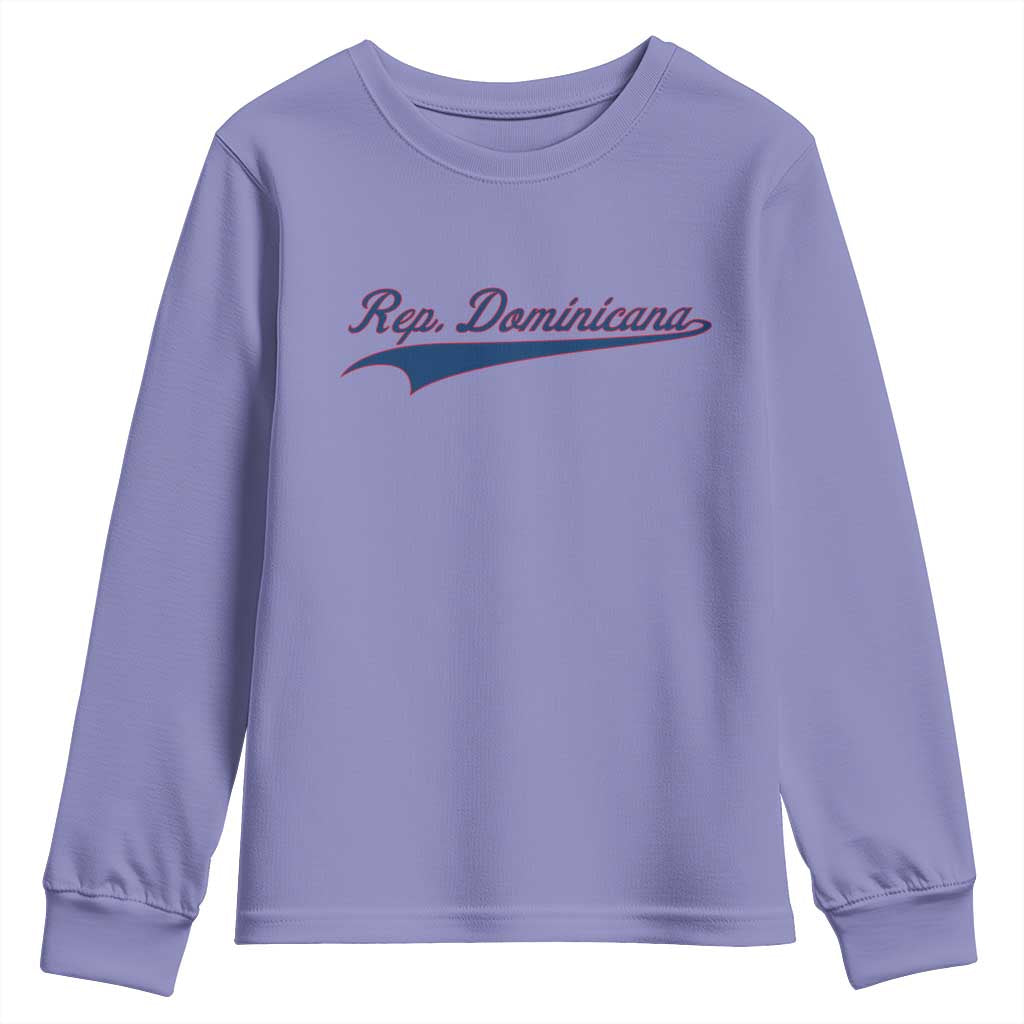 Dominican Republic Youth Sweatshirt Rep Dominicana Vintage Flag Baseball Script TS10 Violet Print Your Wear