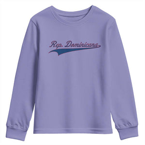 Dominican Republic Youth Sweatshirt Rep Dominicana Vintage Flag Baseball Script TS10 Violet Print Your Wear
