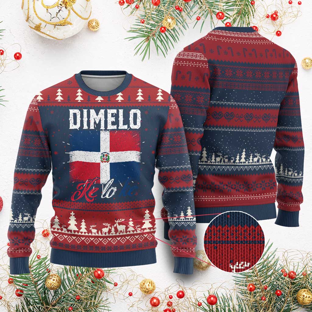 Dimelo Ke Lo Ke Dominican Republic Flag Knit Sweatshirt TS10 Burgundy Print Your Wear