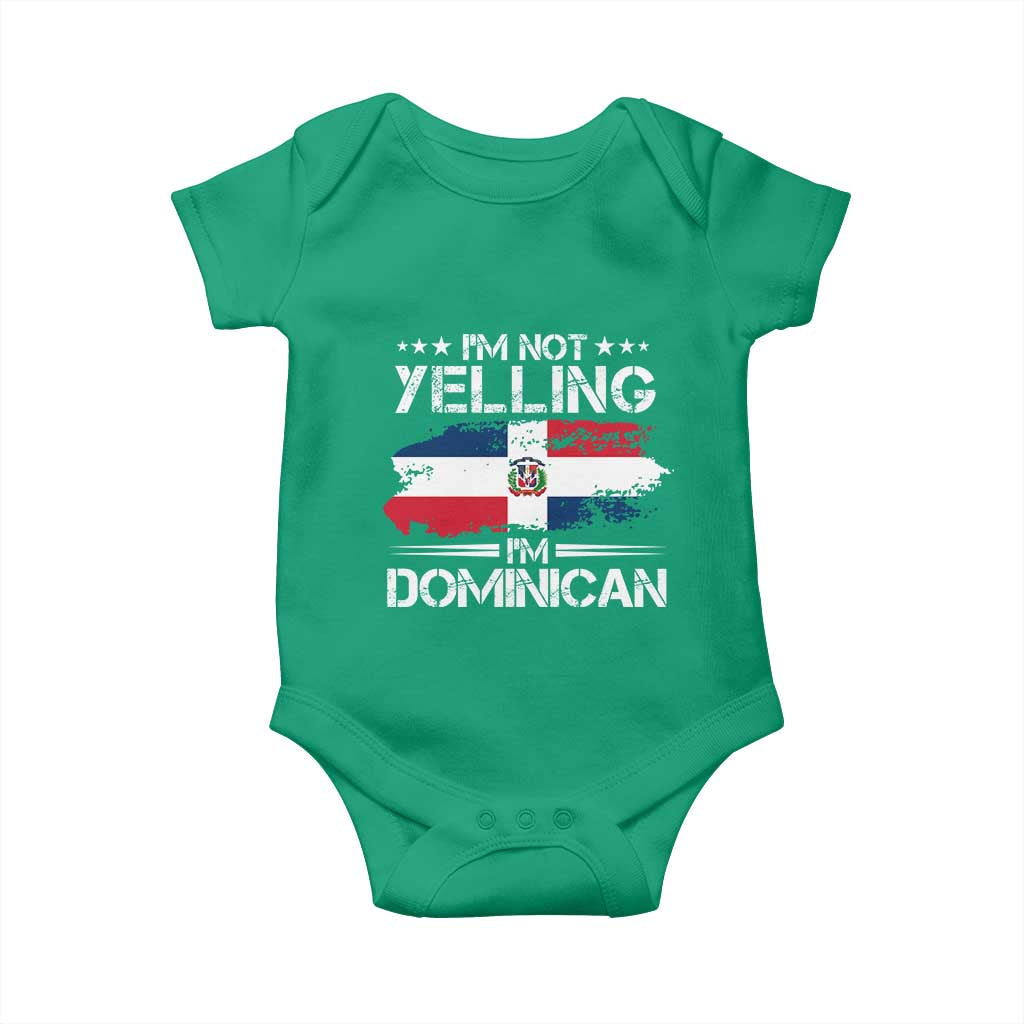 Funny I'm Not Yelling I Am Just Dominican Baby Onesie Vintage DR Flag TS10 Irish Green Print Your Wear