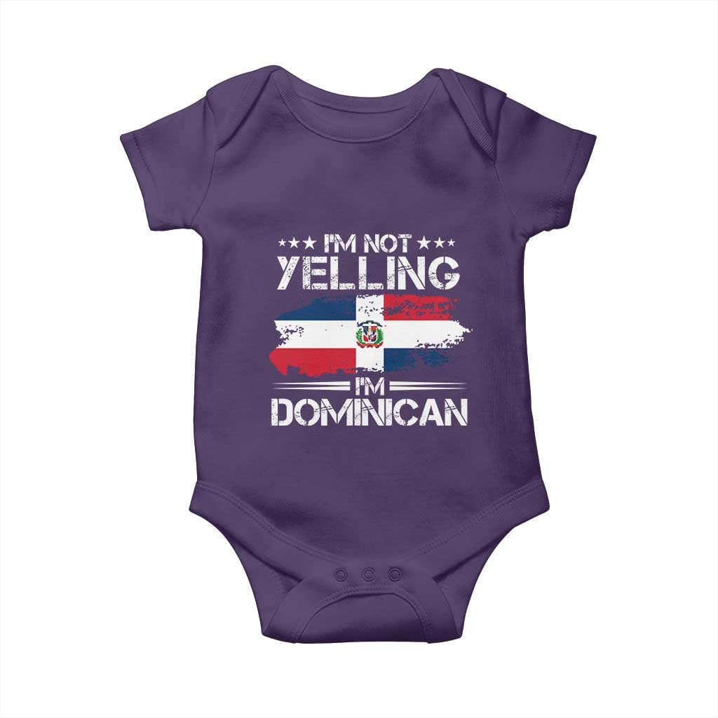 Funny I'm Not Yelling I Am Just Dominican Baby Onesie Vintage DR Flag TS10 Purple Print Your Wear