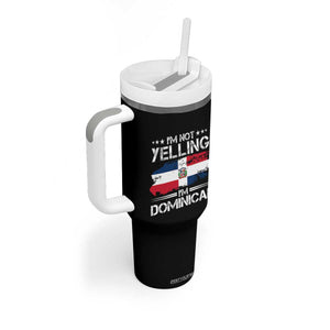 Funny I'm Not Yelling I Am Just Dominican Tumbler With Handle Vintage DR Flag TS10 Print Your Wear