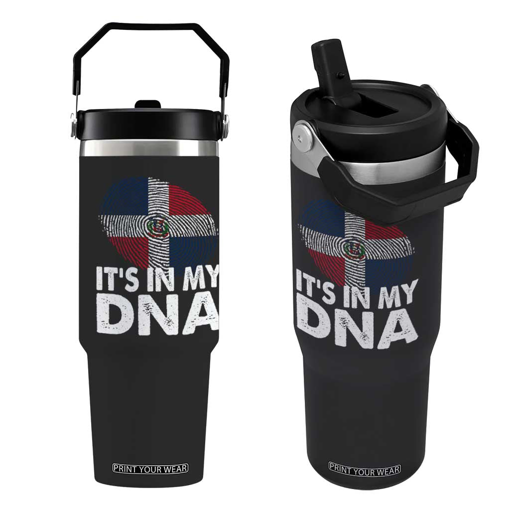 It's in My DNA Dominican Flag Flip Straw Tumbler TS10 One Size: 30 oz Black Print Your Wear