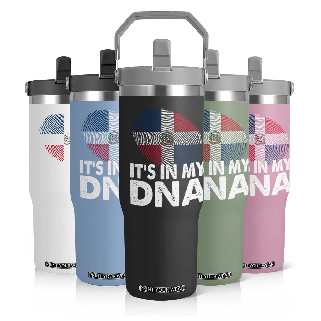 It's in My DNA Dominican Flag Flip Straw Tumbler TS10 Print Your Wear