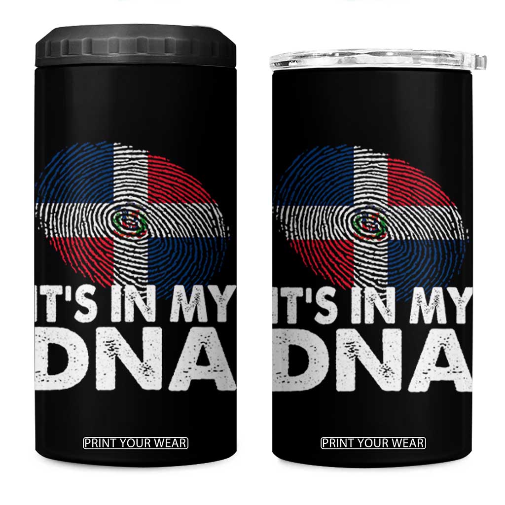 It's in My DNA Dominican Flag 4 in 1 Can Cooler Tumbler TS10 One Size: 16 oz Black Print Your Wear