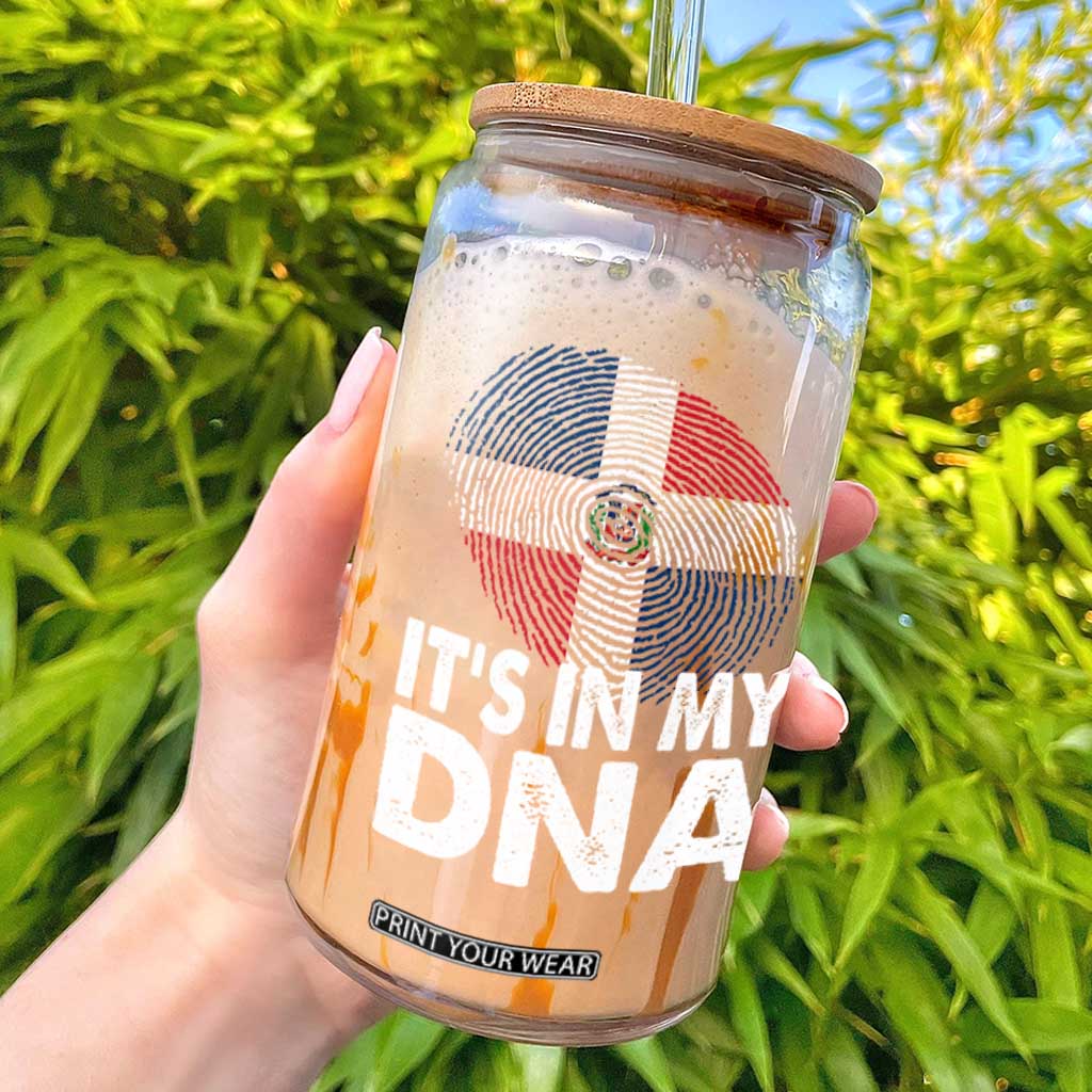 It's in My DNA Dominican Flag Glass Can TS10 Black Print Your Wear