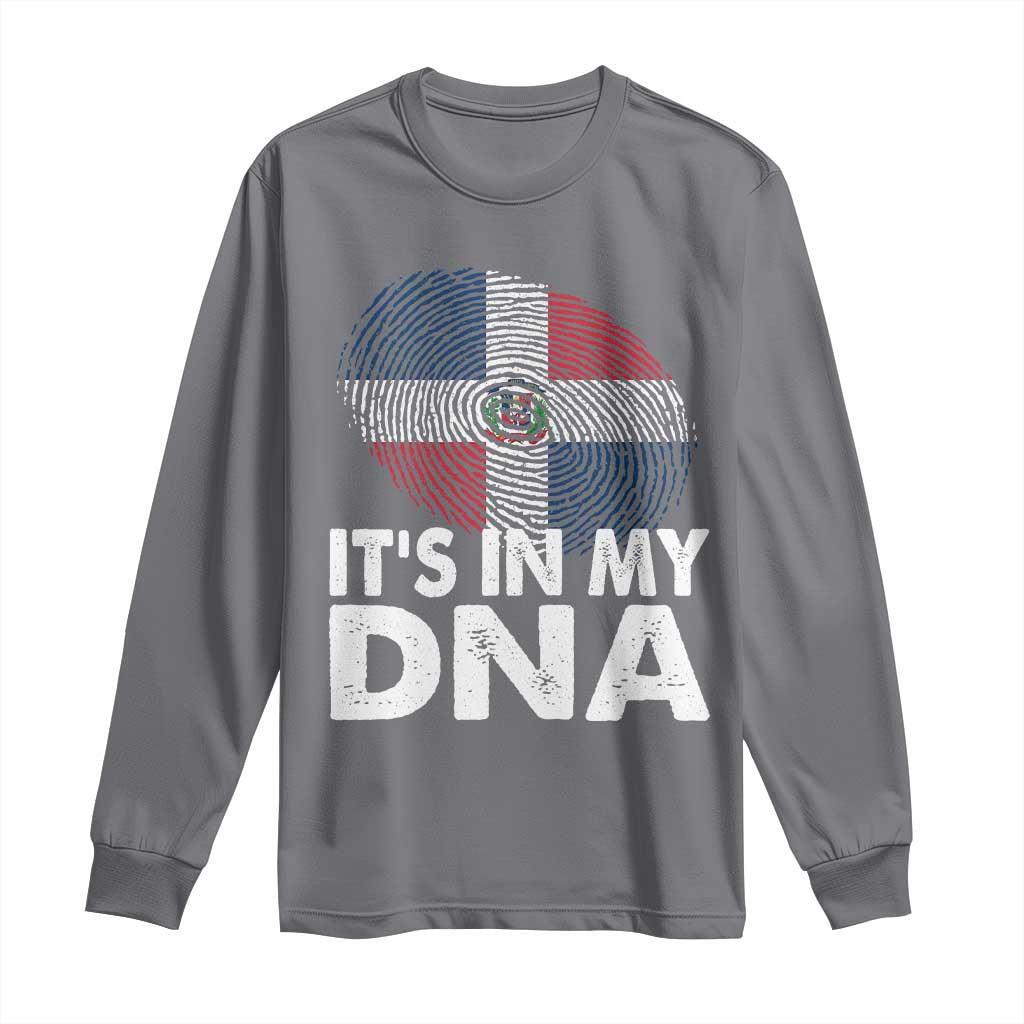 It's in My DNA Dominican Flag Long Sleeve Shirt TS10 Charcoal Print Your Wear