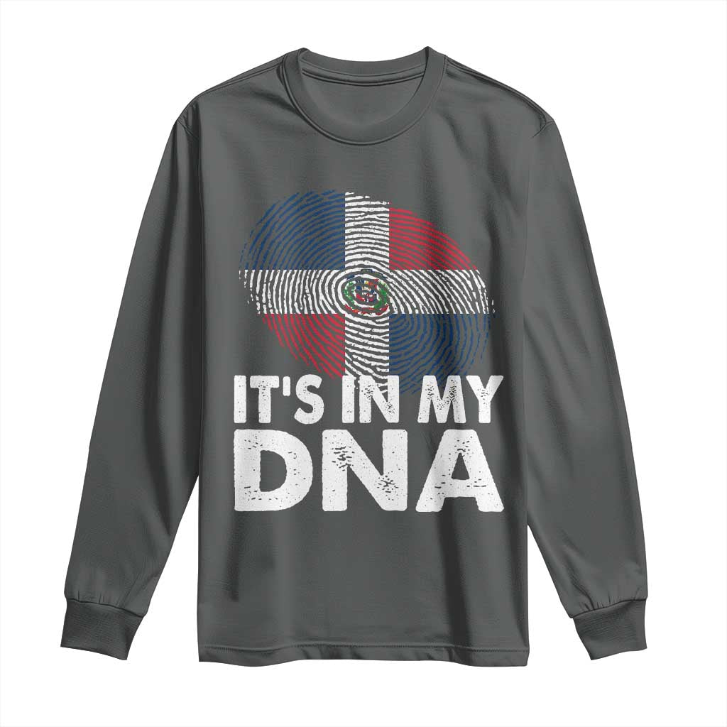 It's in My DNA Dominican Flag Long Sleeve Shirt TS10 Dark Heather Print Your Wear