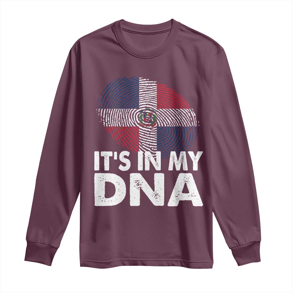 It's in My DNA Dominican Flag Long Sleeve Shirt TS10 Maroon Print Your Wear