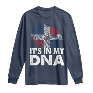 It's in My DNA Dominican Flag Long Sleeve Shirt TS10 Navy Print Your Wear