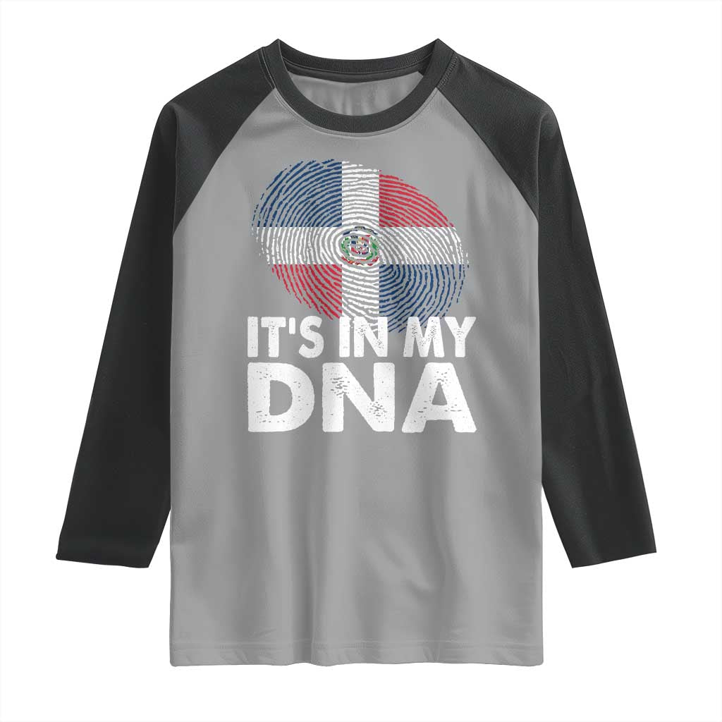 It's in My DNA Dominican Flag Raglan Shirt TS10 Sport Gray Black Print Your Wear