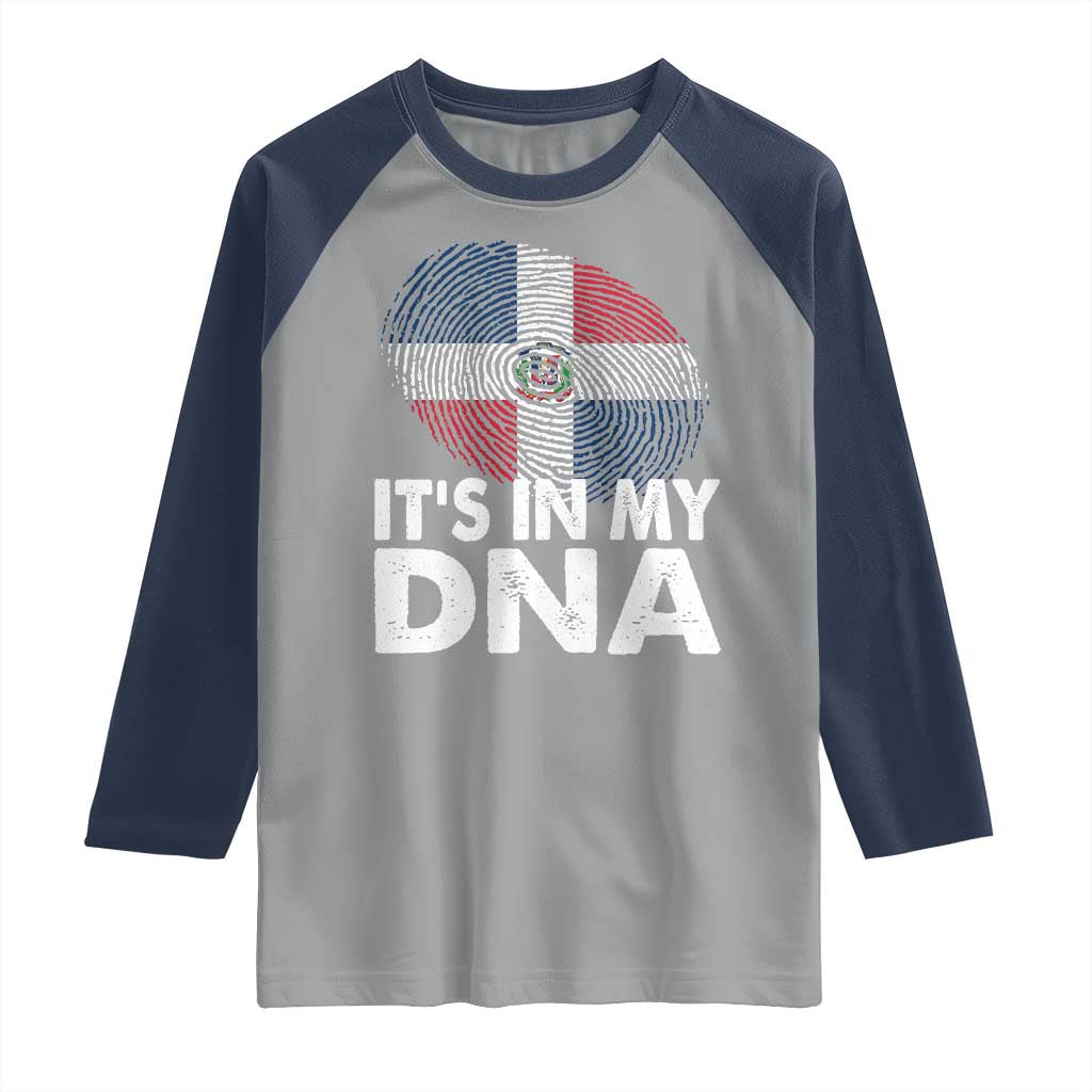 It's in My DNA Dominican Flag Raglan Shirt TS10 Sport Gray Navy Print Your Wear