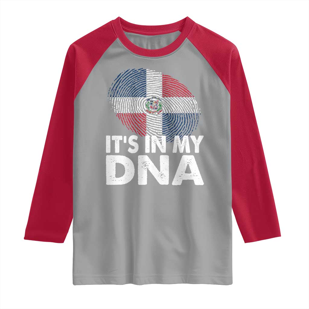 It's in My DNA Dominican Flag Raglan Shirt TS10 Sport Gray Red Print Your Wear