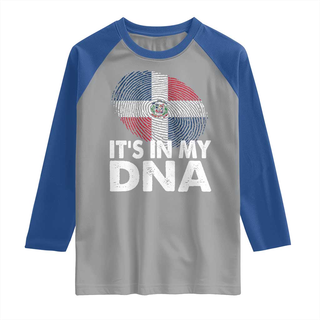 It's in My DNA Dominican Flag Raglan Shirt TS10 Sport Gray Royal Print Your Wear