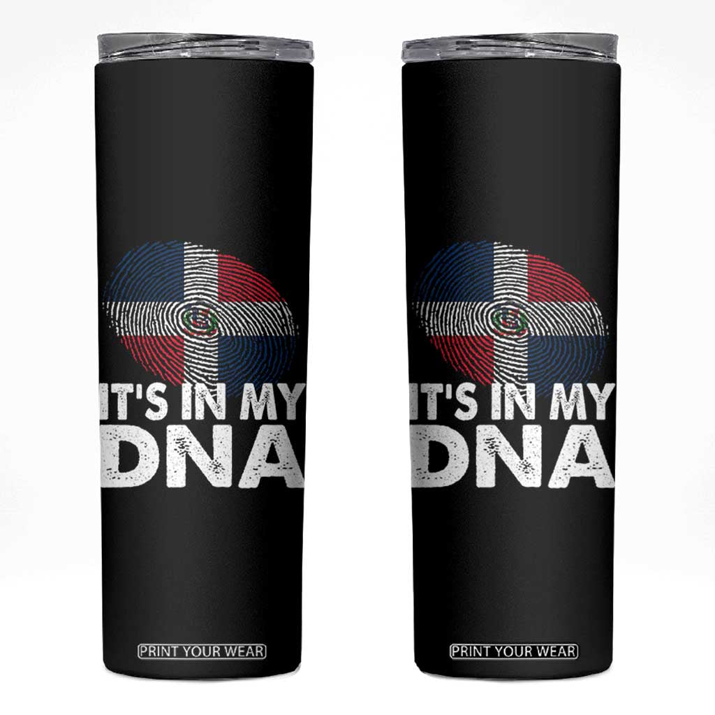 It's in My DNA Dominican Flag Skinny Tumbler TS10 Black Print Your Wear
