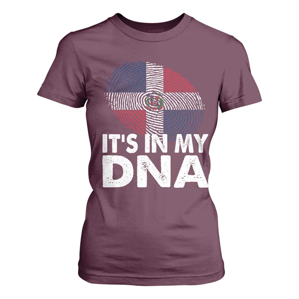 It's in My DNA Dominican Flag T Shirt For Women TS10 Maroon Print Your Wear
